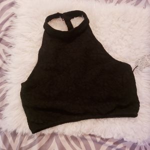 Lace halter crop top
